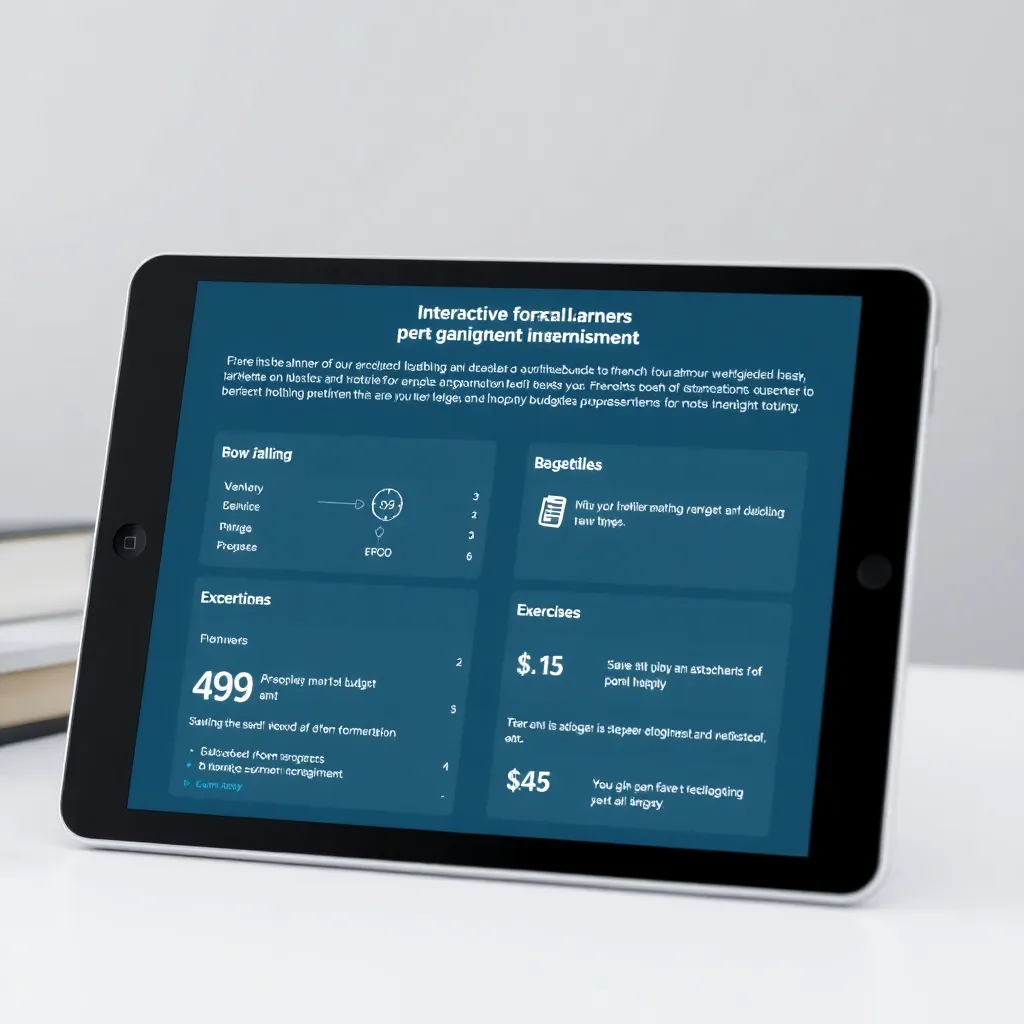 Interaktive Lernplattform mit Finanztools und Budgetierungsübungen